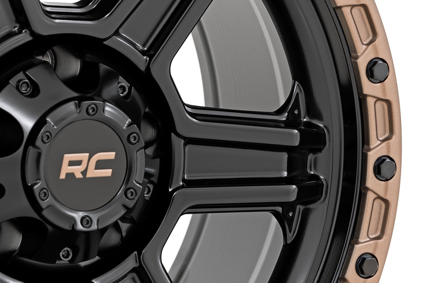 Rough Country 79 Series Wheel | One-Piece | Semi Gloss Black w/Bronze Ring | 15x8 | 5x5.5 | -19mm
