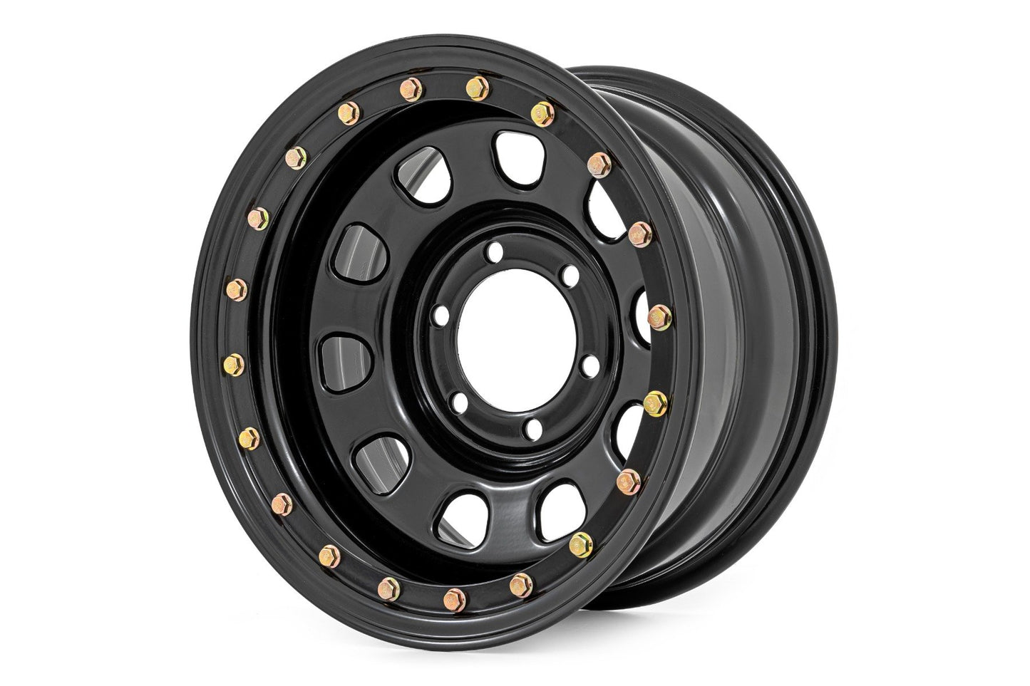 Steel Simulated Beadlock Wheel | Black | 15x8 | 5x4.5 | 3.30 Bore | -19