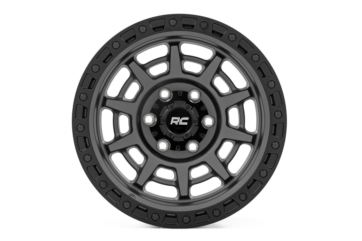 Rough Country 85 Series Wheel | Simulated Beadlock | Gunmetal Gray/Black | 17x9 | 5x5.5 | +0mm