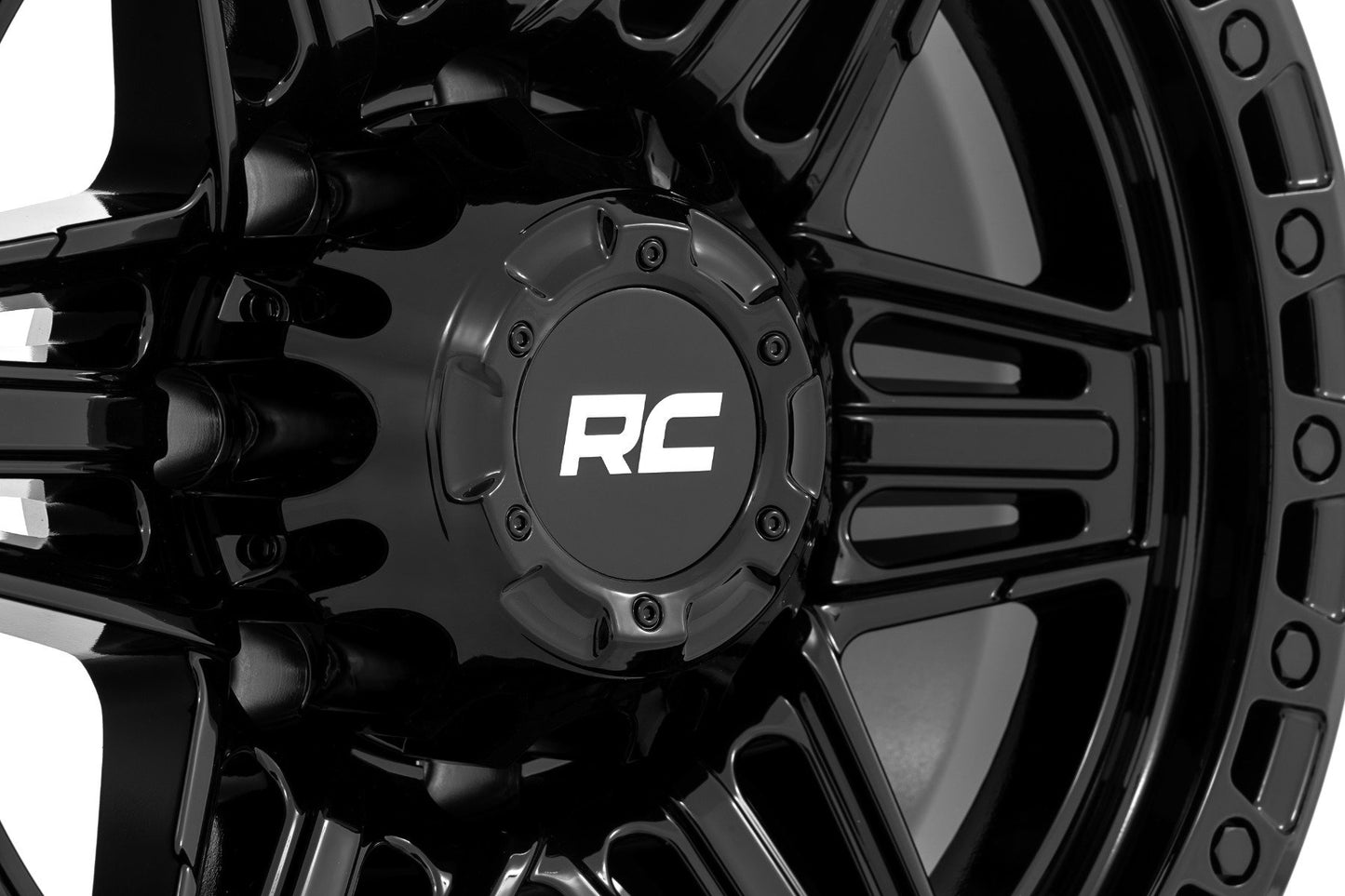 Rough Country 76 Series Wheel | Simulated Bead Lock | Gloss Black | 17x9 | 5x4.5 | +0mm