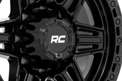 Rough Country 76 Series Wheel | Simulated Beadlock | Gloss Black | 17x9 | 5x5 | -12mm
