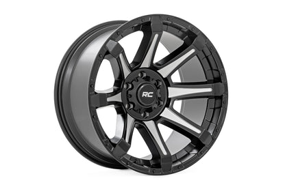 Rough Country 81 Series Wheel | One-Piece | Semi Gloss Black w/machined spokes | 20x9 | 5x150 | +18m