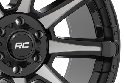 Rough Country 81 Series Wheel | One-Piece | Semi Gloss Black w/machined spokes | 20x9 | 8x180 | 0mm