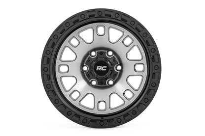 Rough Country 82 Series Wheel | One-Piece | Machined Semi Gloss Black | 18x9 | 6x5.5 | -12mm
