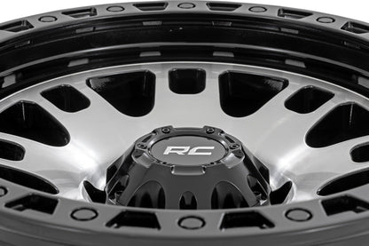 Rough Country 82 Series Wheel | One-Piece | Machined Semi Gloss Black | 18x9 | 6x5.5 | -12mm