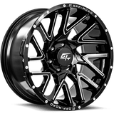 GT OFFROAD Aggression Gloss Black Milled Gloss Black Milled 22x12 8x170 Wheels | Offset: -44 | Backspace: 4.75 | Bore: 125.2
