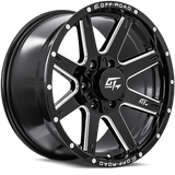 GT OFFROAD Invasion Gloss Black Milled Gloss Black Milled 17x9 5x127/5x139.7 Wheels | Offset: 12 | Backspace: 5.5 | Bore: 78.1