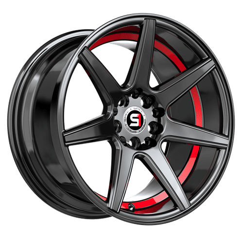SPEC-1 RACING SP-73GBRU Gloss Black / Red Under Cut 18x8 5x114.3/5x120 Wheels | Offset: 38 | Backspace: 6 | Bore: 73.1