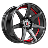 SPEC-1 RACING SP-73GBRU Gloss Black / Red Under Cut 18x8 5x114.3/5x120 Wheels | Offset: 38 | Backspace: 6 | Bore: 73.1