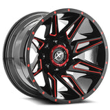 XF OFFROAD XF-218 Gloss Black Milled Red 20x9 5x139.7/5x150 Wheels | Offset: 0 | Backspace: nan | Bore: 110.3