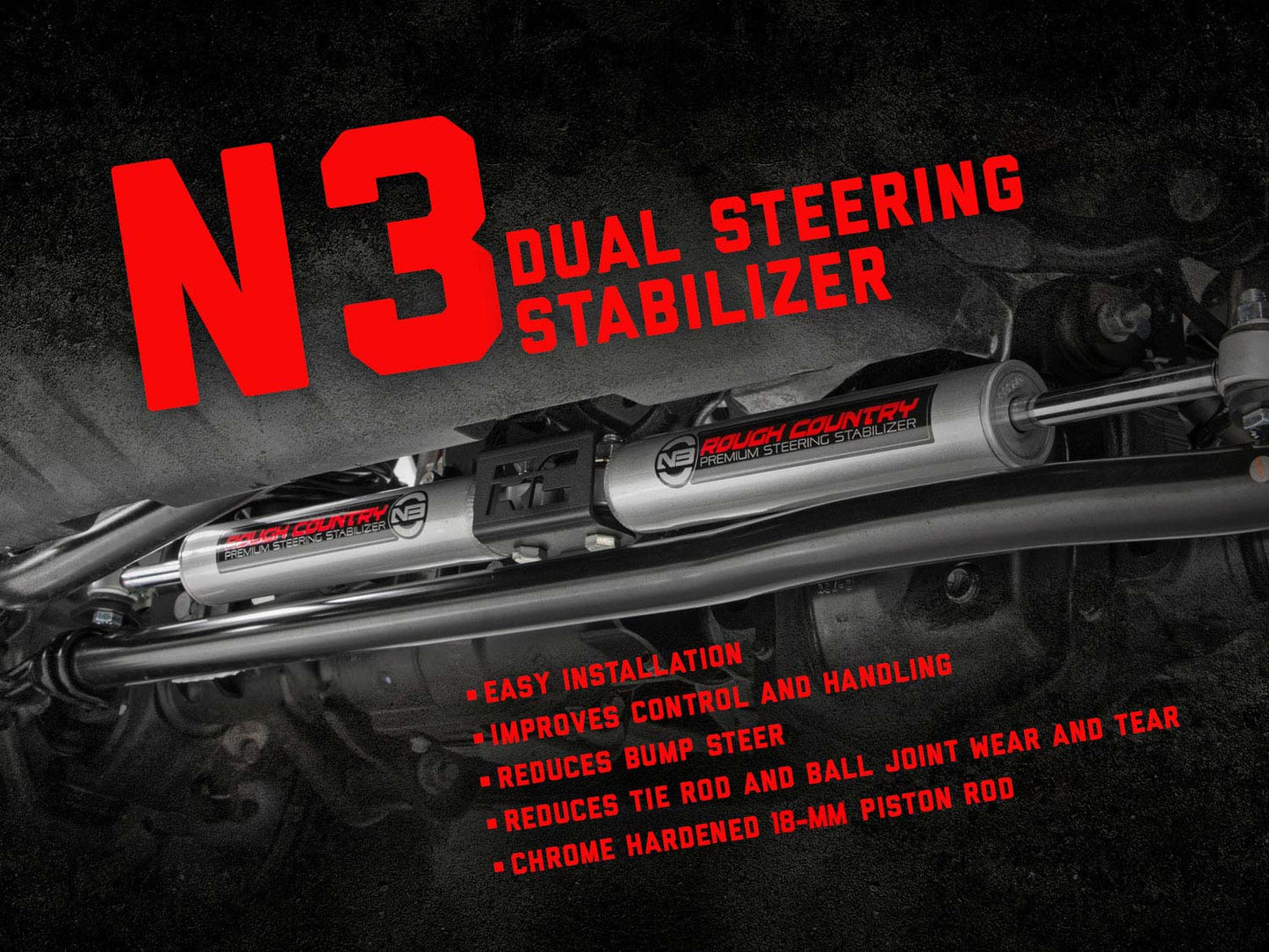 N3 Steering Stabilizer | Dual | 2-8 Inch Lift | Dodge 1500 (94-99)