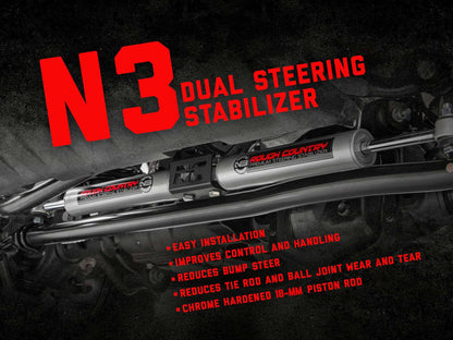 N3 Steering Stabilizer | Dual | 2-8 Inch Lift | Dodge 1500 (94-99)