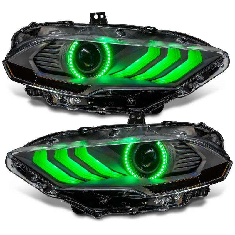 Oracle Lighting 18-23 Ford Mustang Dynamic ColorSHIFT LED Headlights - Black Series