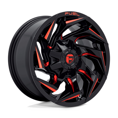Fuel D755 GLOSS BLACK MILLED WITH RED TINT 18x9 6x135/6x139.7 Wheels | Offset: 1 | Backspace: 5.04 | Bore: 106.1