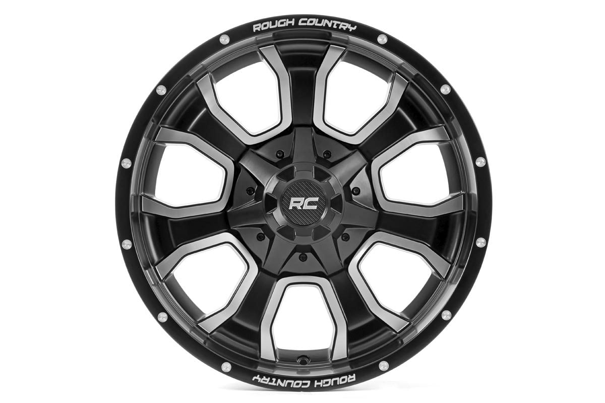 Rough Country 93 Series Wheel | One-Piece | Machined Black | 20x9 | 6x5.5/6x135 | 0mm