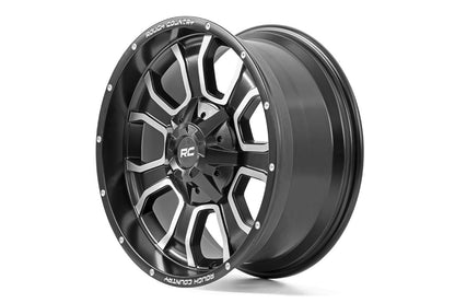 Rough Country 93 Series Wheel | One-Piece | Machined Black | 20x9 | 6x5.5/6x135 | 0mm