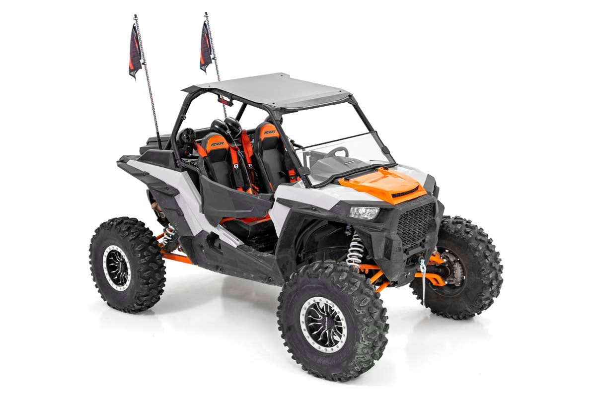 Whip Mount | Cage | 4' Multl-Color LED Whip Pair | Polaris RZR (20-21)