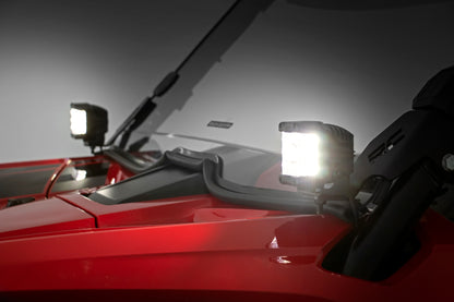 LED Light | Cage Mount | 2" Chrome Pair | Wide Angle | Honda Talon 1000