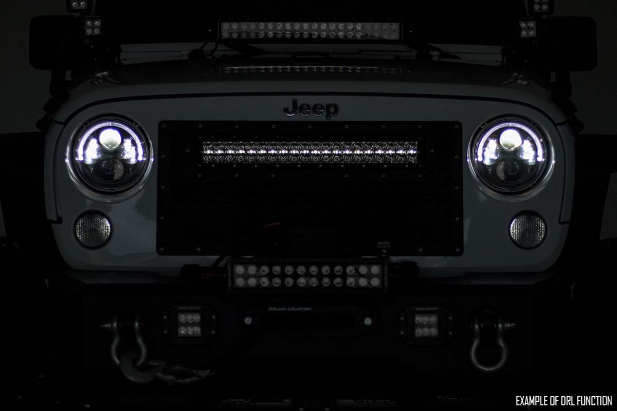 Mesh Grille | 30" Dual Row LED | Black | White DRL | GMC Sierra 1500 (14-15)