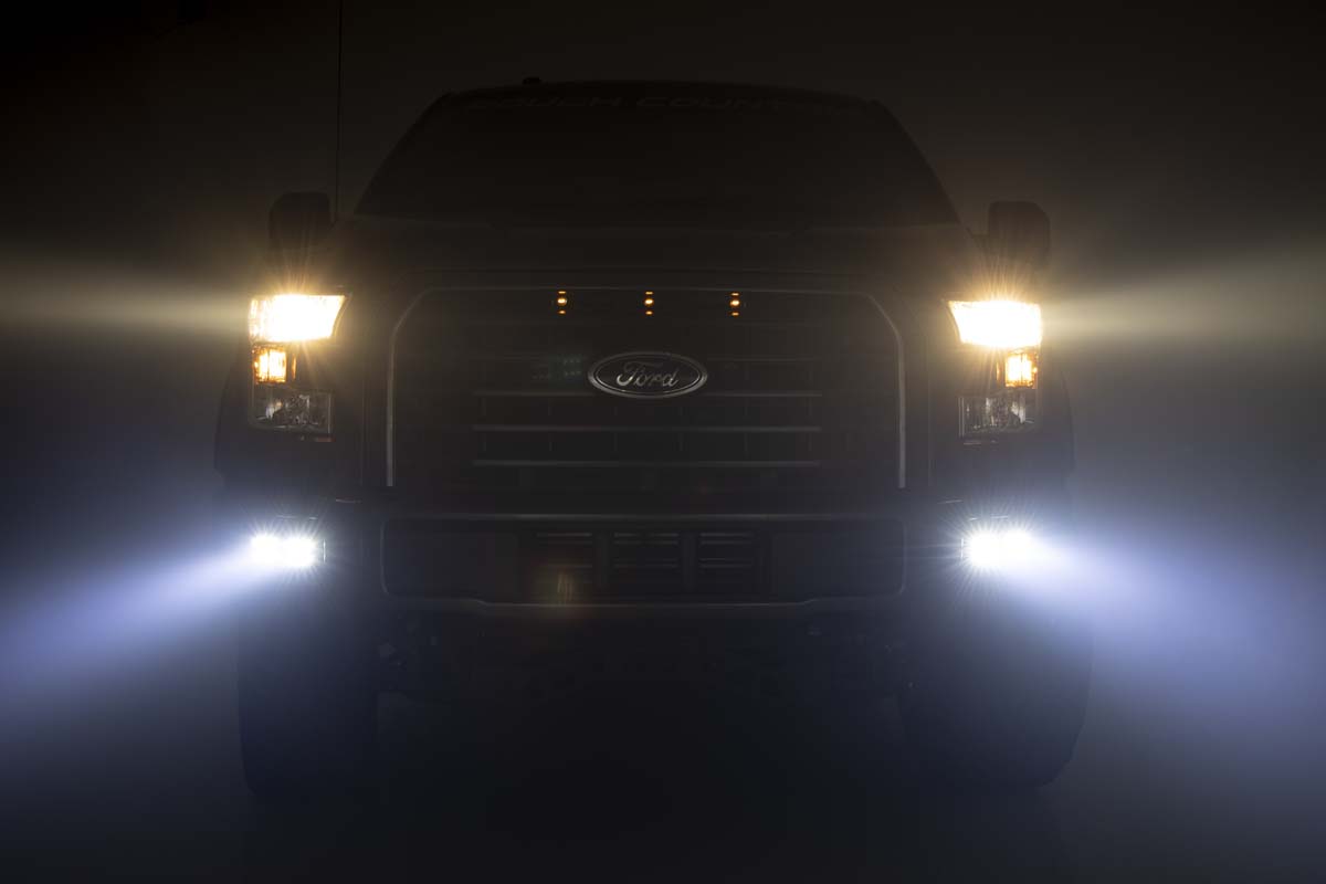 LED Light Kit | Fog Mount | Dual 2" Black Pairs | SAE | Ford F-150 (15-17)