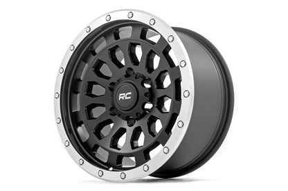 Rough Country 87 Series Wheel | Simulated Beadlock | Black/Machined | 17x8.5 | 6x5.5 | +0mm