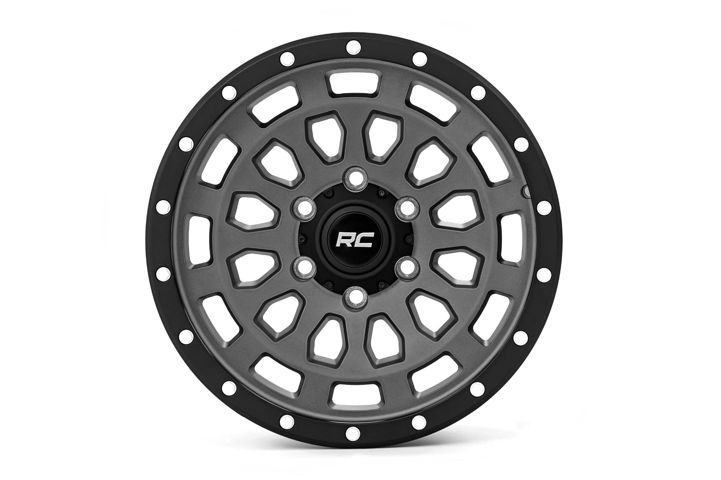 Rough Country 87 Series Wheel | Simulated Beadlock | Gray/Black | 17x8.5 | 6x5.5 | +0mm