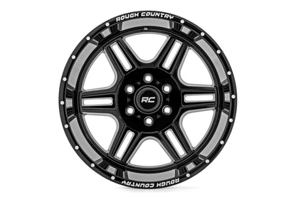 Rough Country 92 Series Wheel | Machined One-Piece | Gloss Black | 18x9 | 5x5 | +0mm