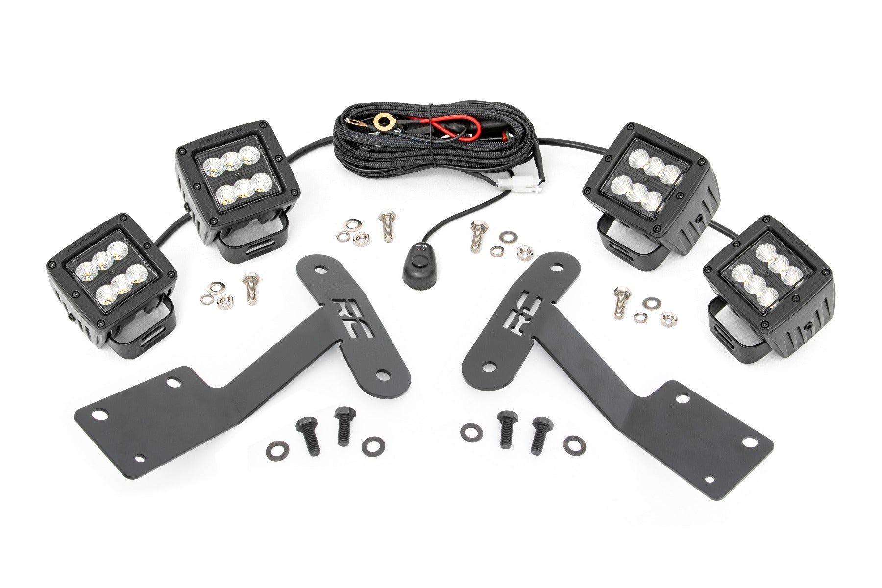 LED Light Kit | Ditch Mount | Dual 2" Black Pairs | Flood | Toyota Tundra (14-21) - Off Road Canada