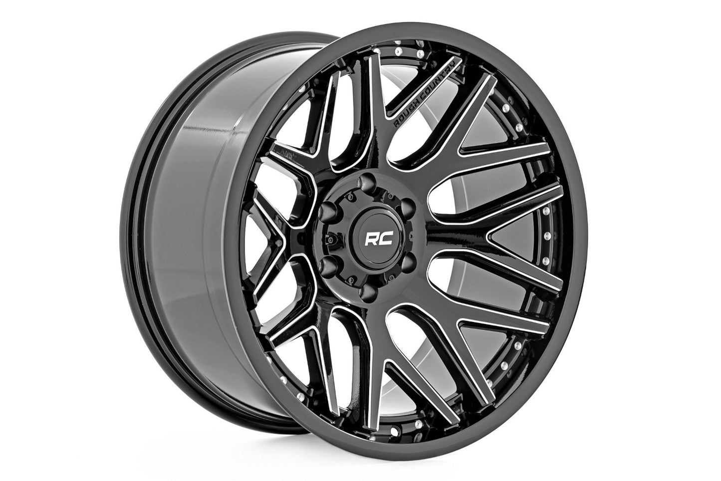 Rough Country 95 Series Wheel | Machined One-Piece | Gloss Black | 20x10 | 8x170 | -19mm - Off Road Canada