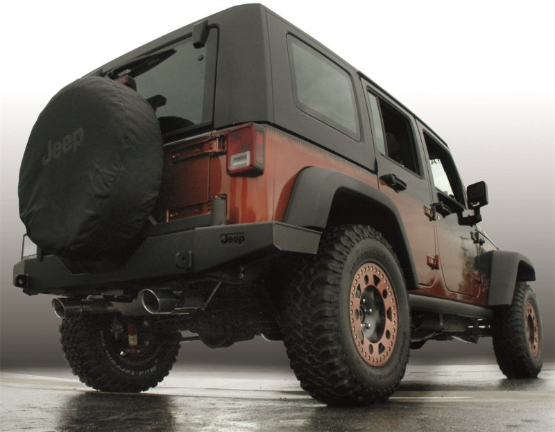 Gibson 07-17 Jeep Wrangler JK Rubicon 3.6L 2.5in Axle-Back Dual Split Exhaust - Aluminized