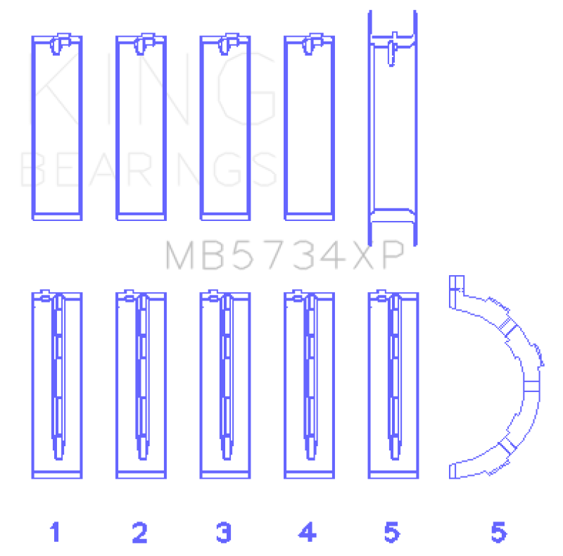 King Engine Bearings Ford Mustang Prod 302 Coyote Performance Main Bearing Set - Size STD