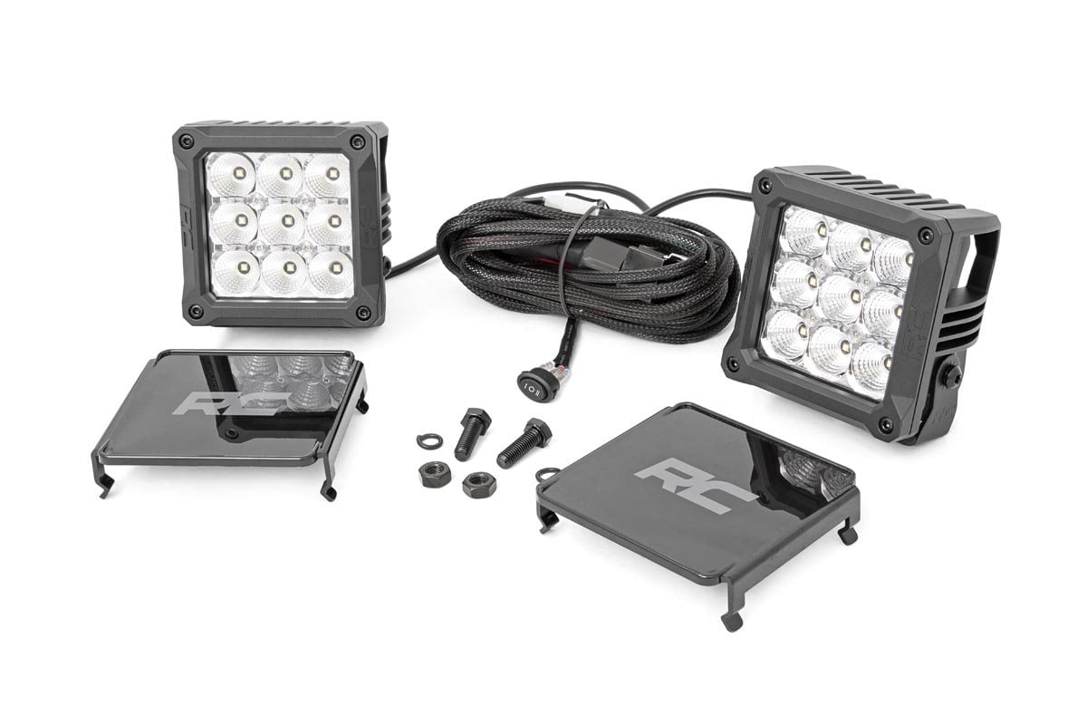 Chrome Series LED Light Pair | 4 Inch | Square | White DRL - Off Road Canada