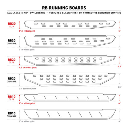 Go Rhino RB20 Running Boards - Bedliner - 73in
