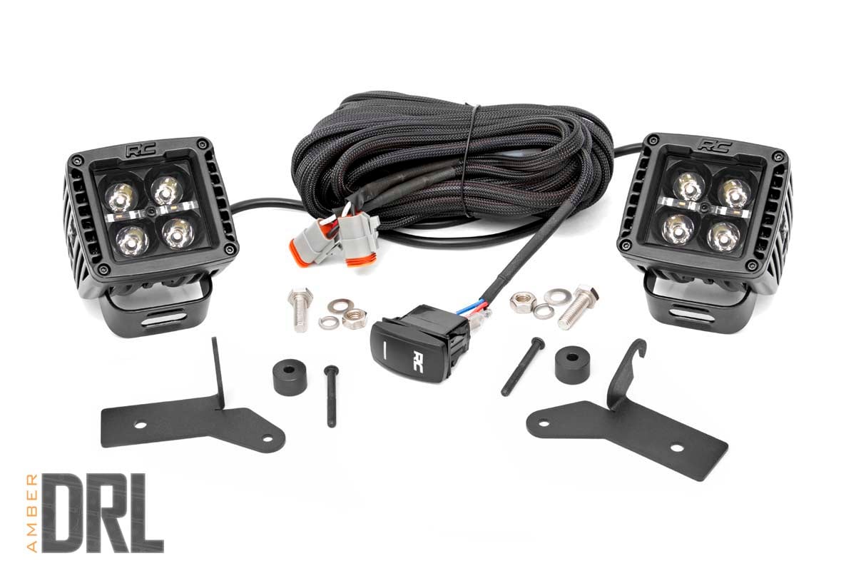 Jeep 2-inch LED Lower Windshield Kit (18-21 Wrangler JL, 20-21 Gladiator JT | Black-Series w/ Amber DRL) - Off Road Canada