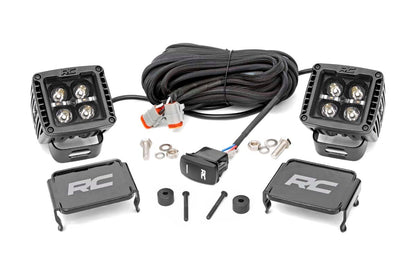 Jeep 2-inch LED Cube Easy-Mount Kit - Black Series w/ Amber DRL (18-21 Wrangler JL / 20-21 Gladiator) - Off Road Canada