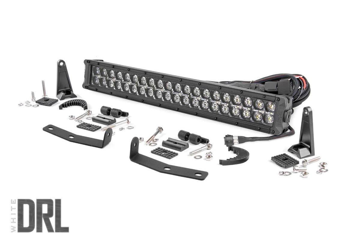 LED Light Kit | Bumper Mount | 20" Black Dual Row | White DRL | Nissan Titan XD (16-23) - Off Road Canada