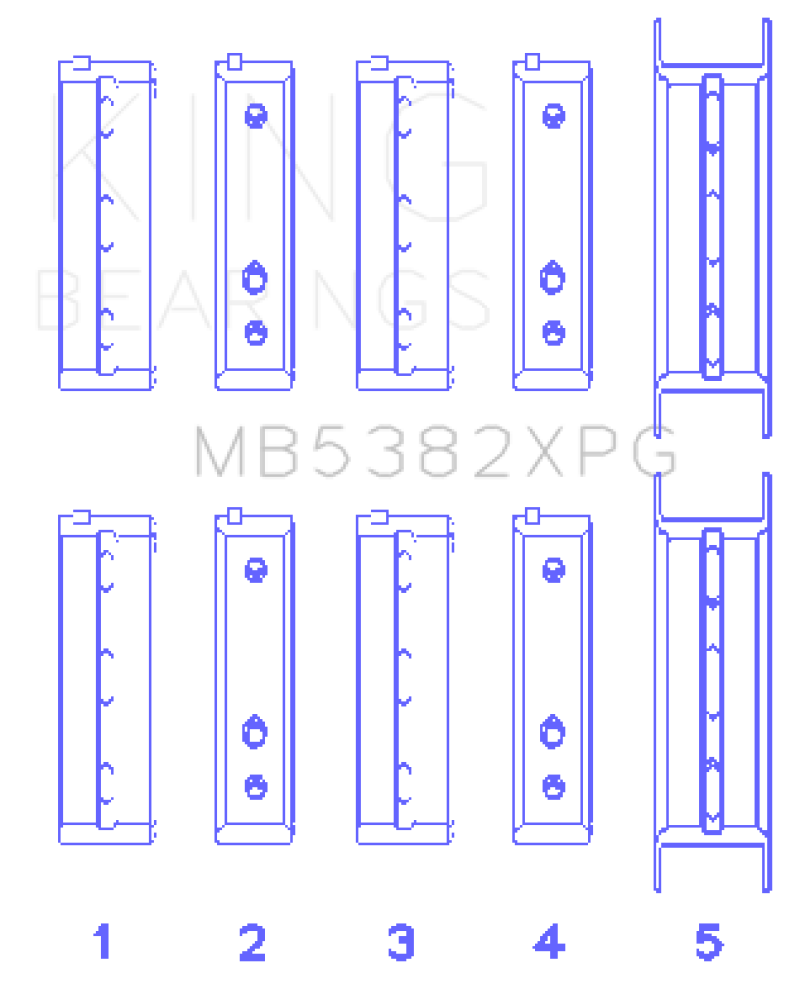 King Subaru EJ20/EJ22/EJ25 (Thrust in #5 Position) Tri-Metal Perf Main Bearing Set - Size +0.25mm