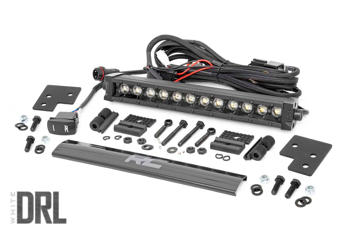 LED Light | Bumper Mount | 12" Black Single Row | White DRL | Polaris Ranger XP 1000/1000 Crew - Off Road Canada