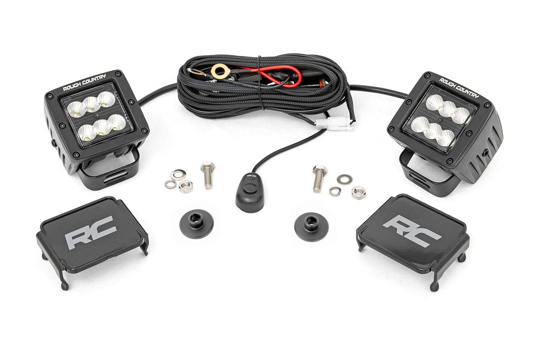 LED Light Kit | Ditch Mount | 2" Black Pair | Flood Pattern | Ford Bronco (21-23) - Off Road Canada