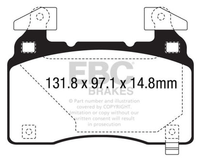 EBC 14+ Chevrolet Corvette Stingray (C7) 6.2 (Z51 Performance Package) Bluestuff Front Brake Pads