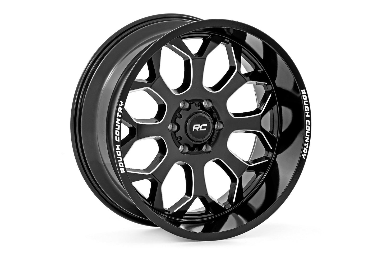 Rough Country 96 Series Wheel | Machined One-Piece | Gloss Black | 20x9 | 6x5.5 | -12mm - Off Road Canada